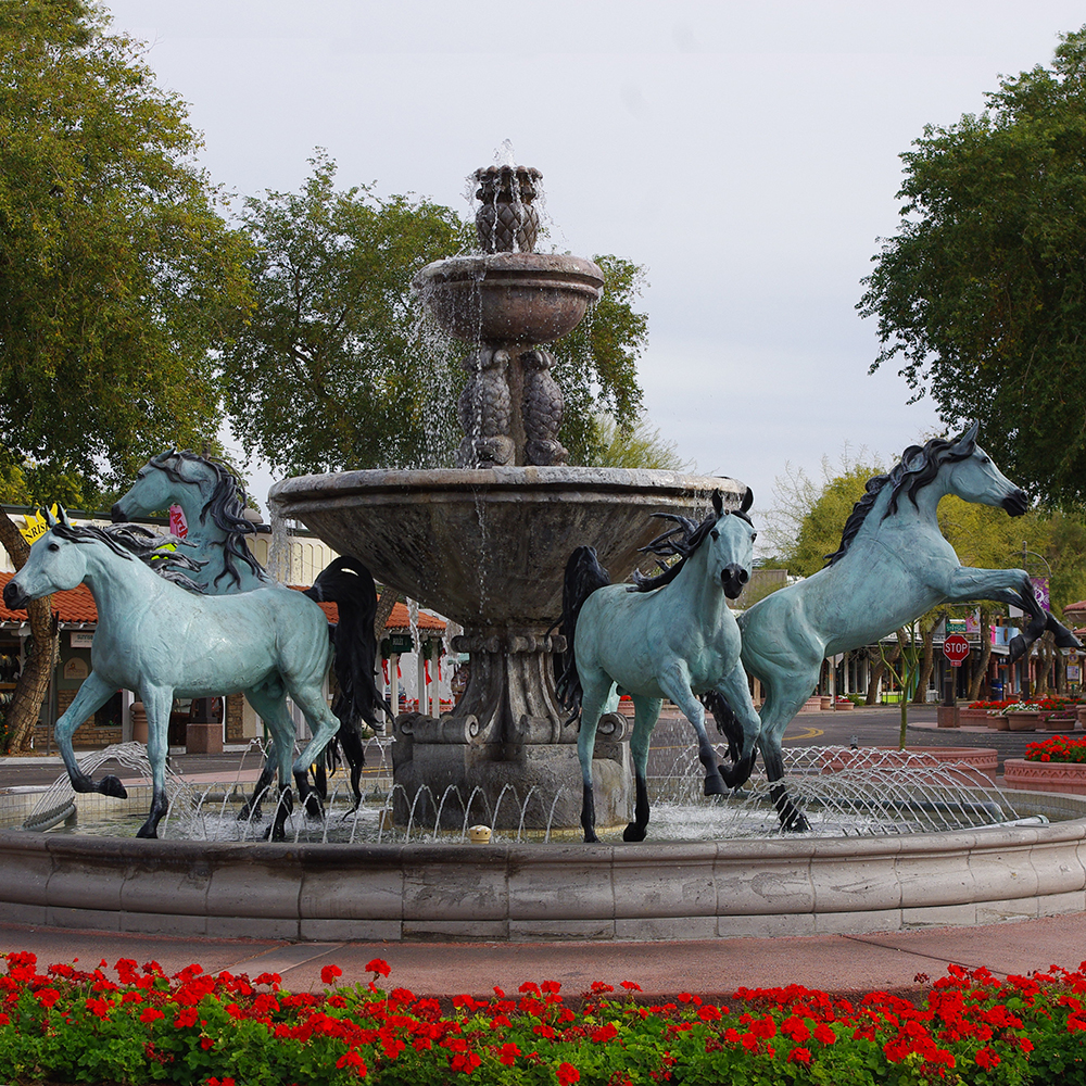 large bronze horse fountain